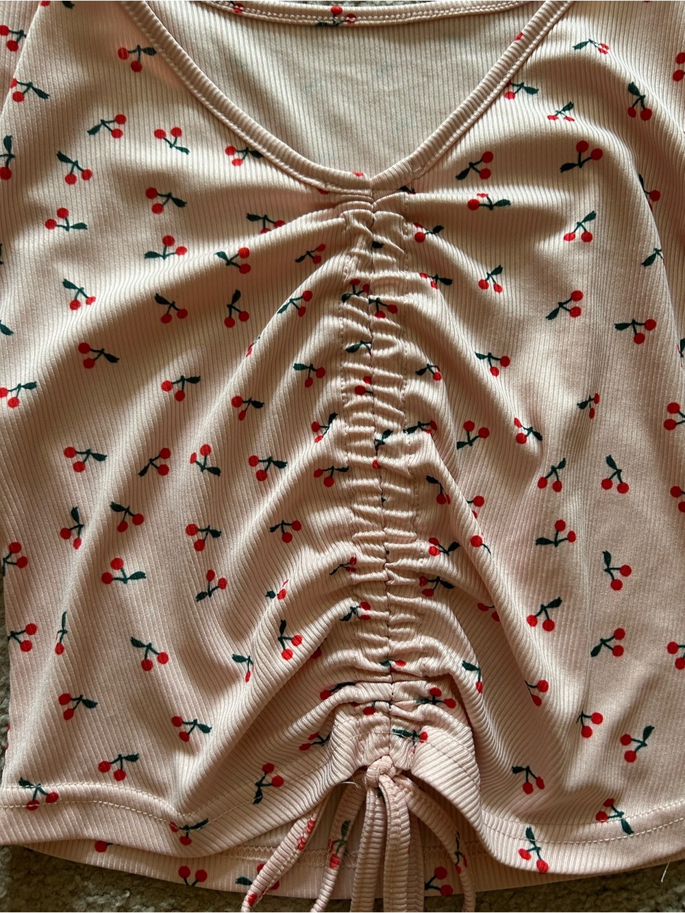 Cherry Crop Top Long Bell Sleeves - Picture 2 of 3